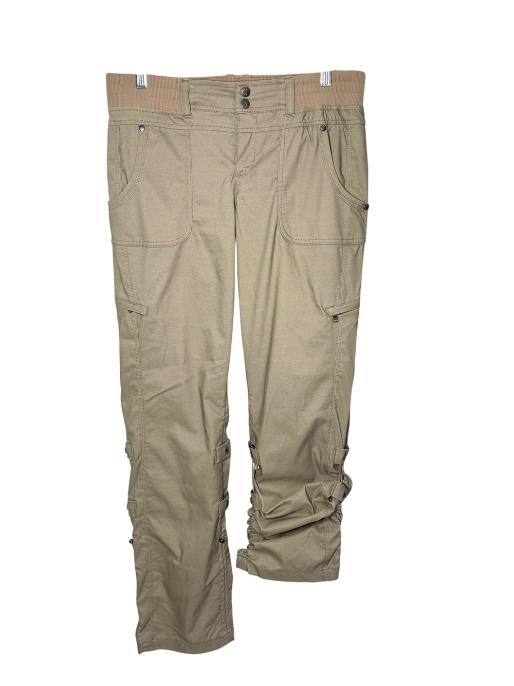 Athleta Shasta Tan Cargo Pants Women’s Sz 10 Cinch Leg Hiking Travel Classic